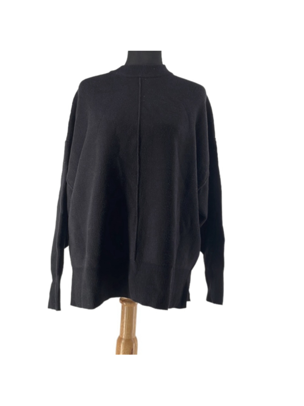 Zara mock neck sweater thick boxy look black minimalist careee warm sz sm